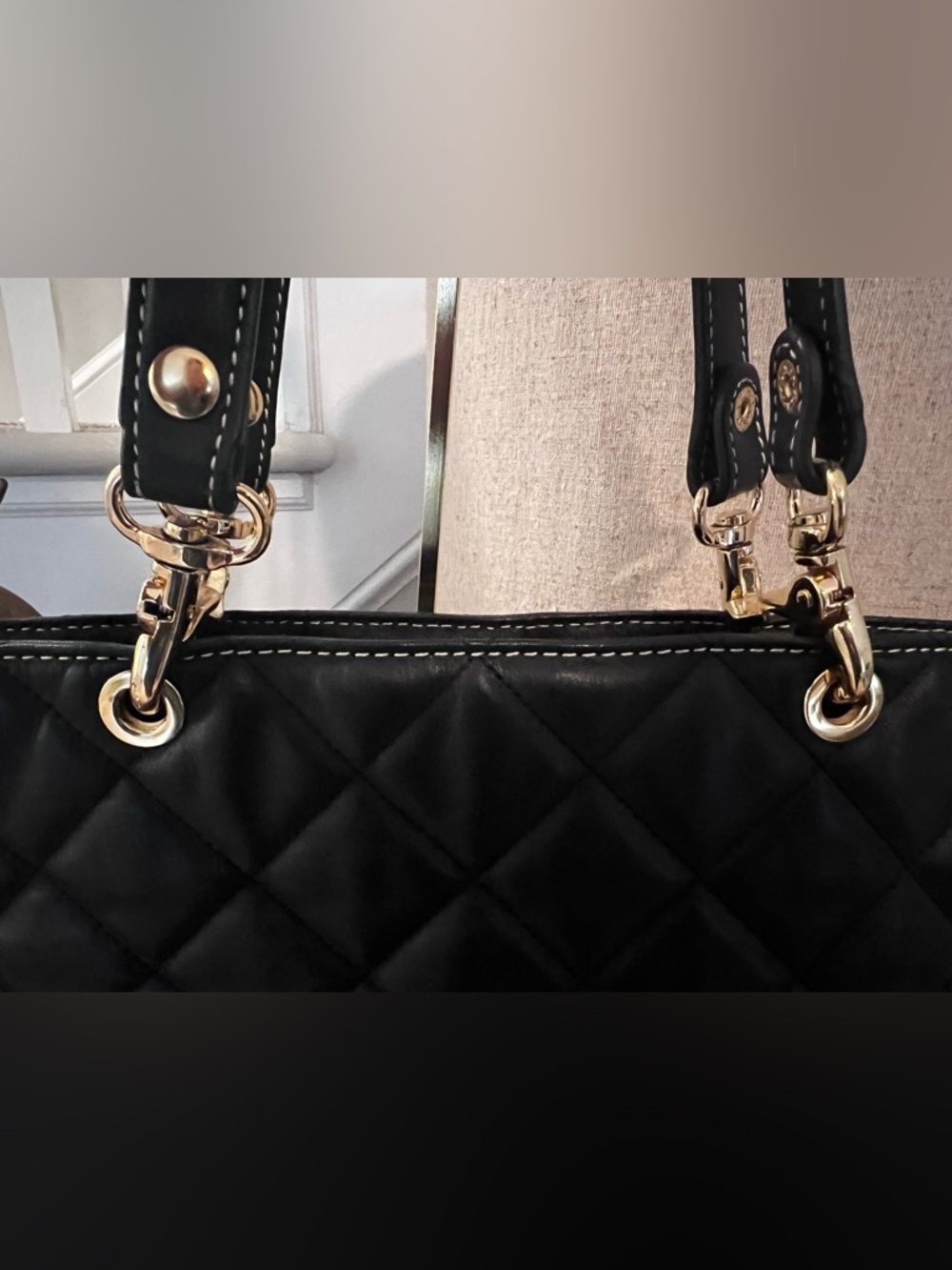J. McLaughlin Aken Black Quilted Shopper‎ Tote - Picture 4 of 11